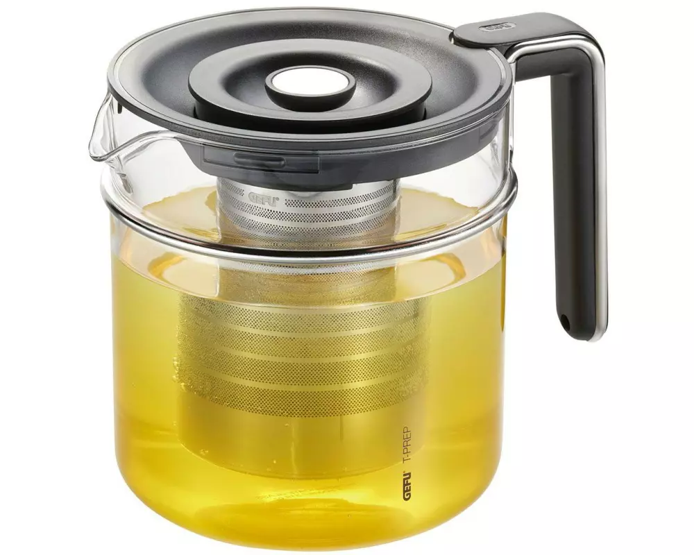 GEFU Teekanne T-Prep 1.5 l, Schwarz/Silber/Transparent