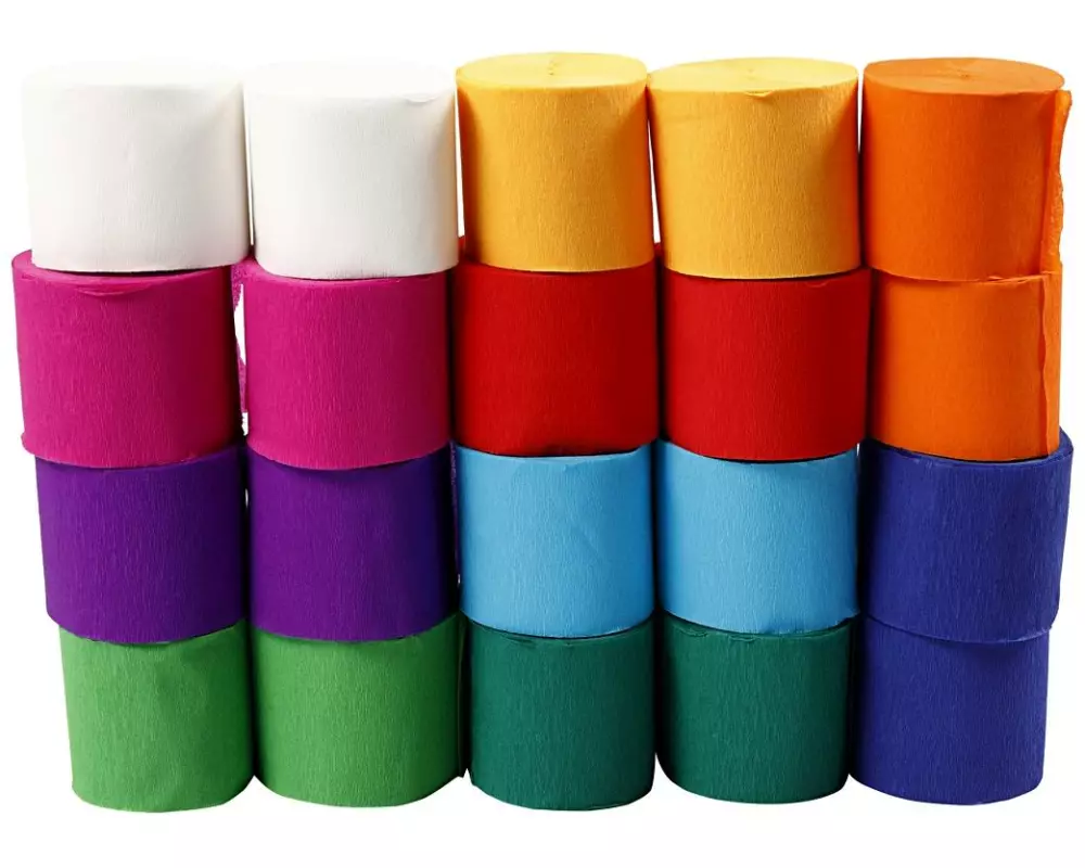 Creativ Company Krepppapier 5 cm x 20 m, 20 Stück, Mehrfarbig