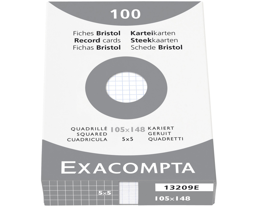 EXACOMPTA Karteikarten kariert 5mm A6 13209E weiss 100 Stück