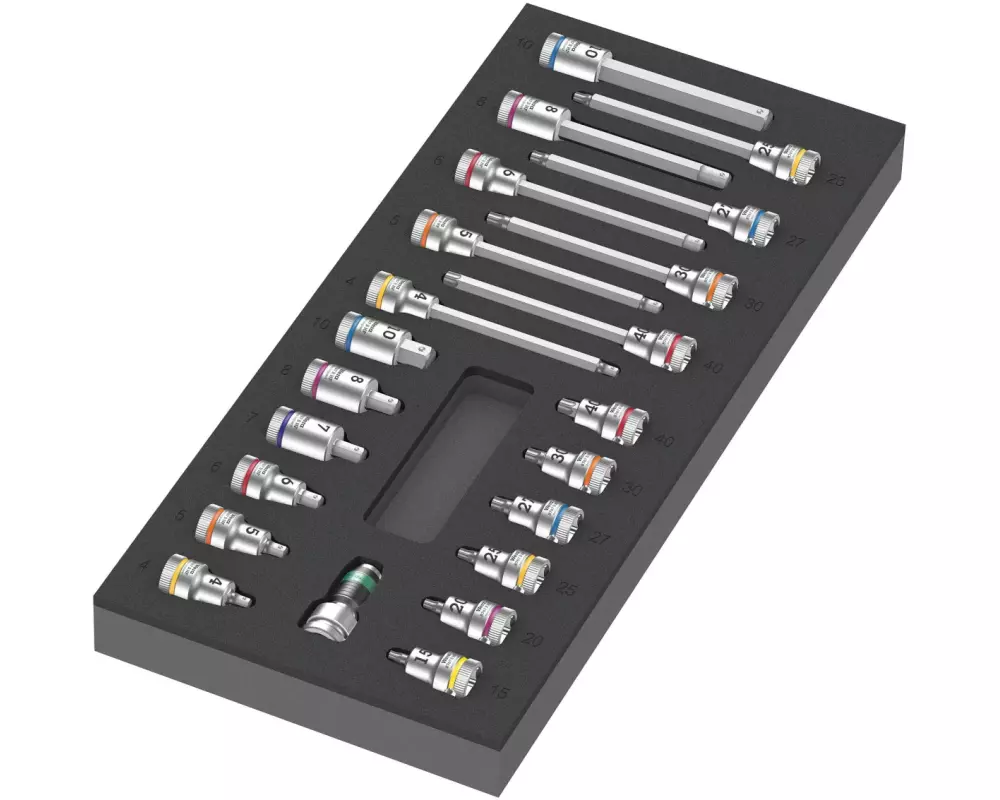 Wera Bitnuss-Satz Zyklop B 3/8" 9723 Schaumstoffeinlage, 22-tlg