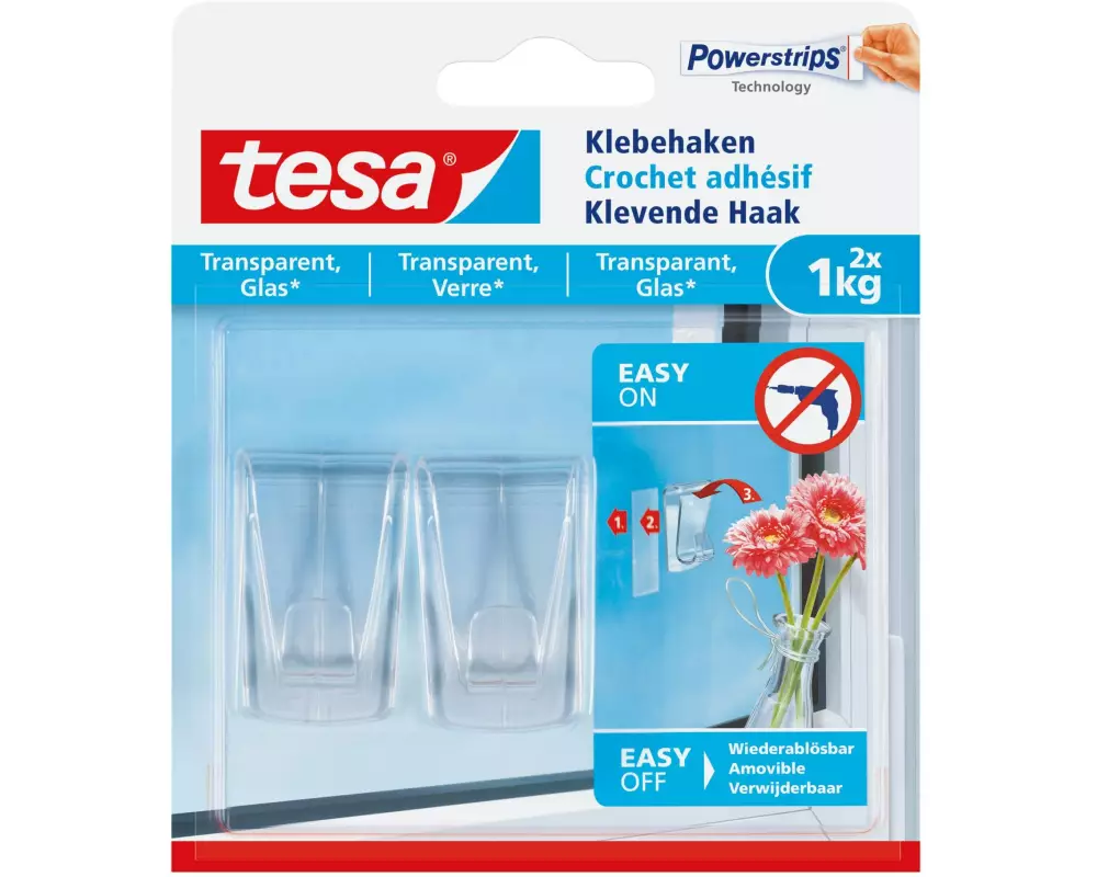 tesa Klebehaken 1 kg für transparente Flächen