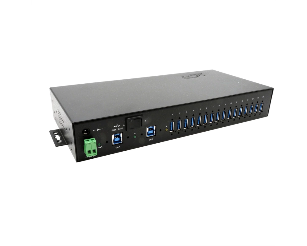 EXSYS EX-1526HMVS 16-Port USB 3.2 Gen1 Managed Metall HUB mit 15KV ESD Überspannungs-Schutz