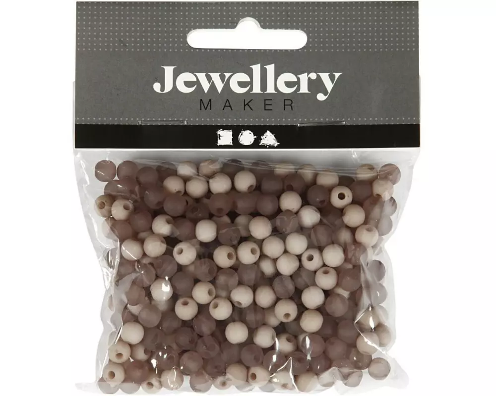 Creativ Company Kunststoffperlen 6 mm, Hellgrau, 150 Stk.