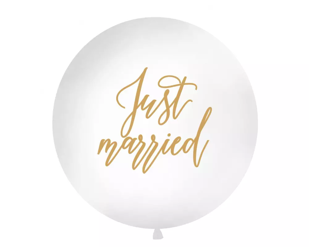 Partydeco Luftballon Just Married Ø 1 m, Weiss