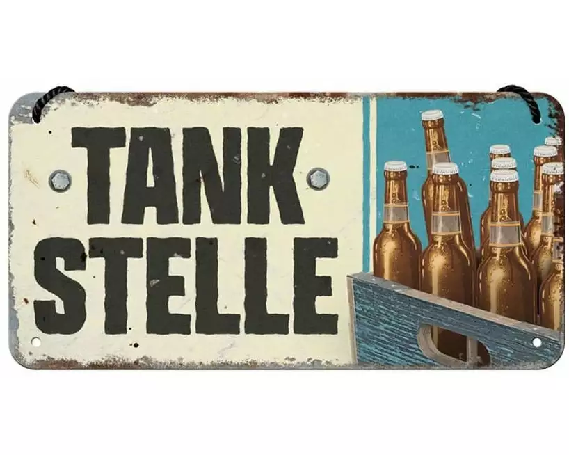 Nostalgic Art Schild Tankstelle Bier 15 x 20 cm, Metall