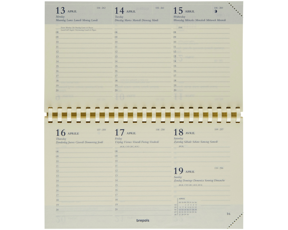 BREPOLS Agenda Omniplan 2026 0.738.9900 1W/2S Ersatz chamois 9x16cm