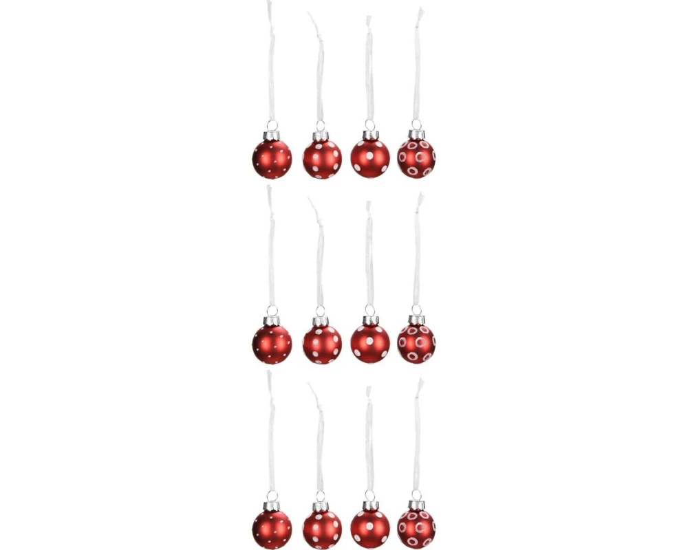 COCON Weihnachtskugeln Dots 12 Stück, Rot