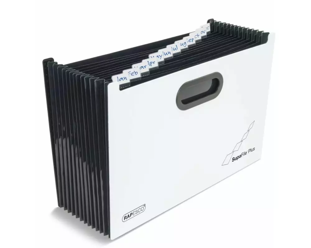 Rapesco Fächermappe Supafile A4+ Schwarz / Weiss