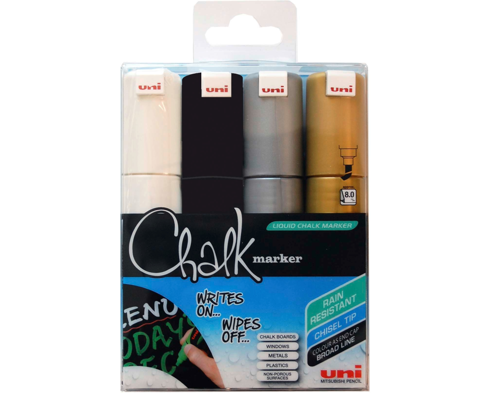 UNI-BALL Chalk Marker 8mm PWE8K.4C-5 4 Farben 4 Stück