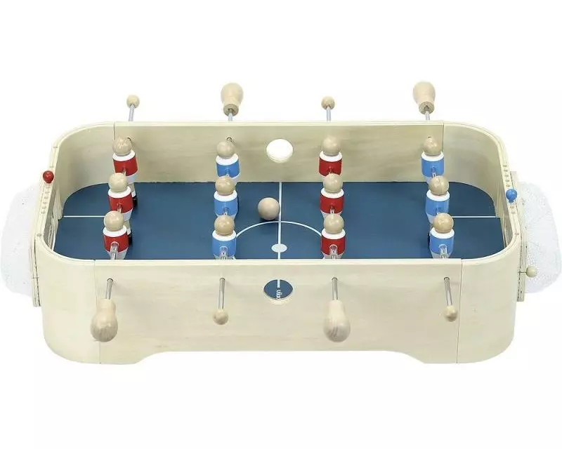 Vilac Familienspiel Hockey- und Fussballtisch Mini, Holz, 2-in-1