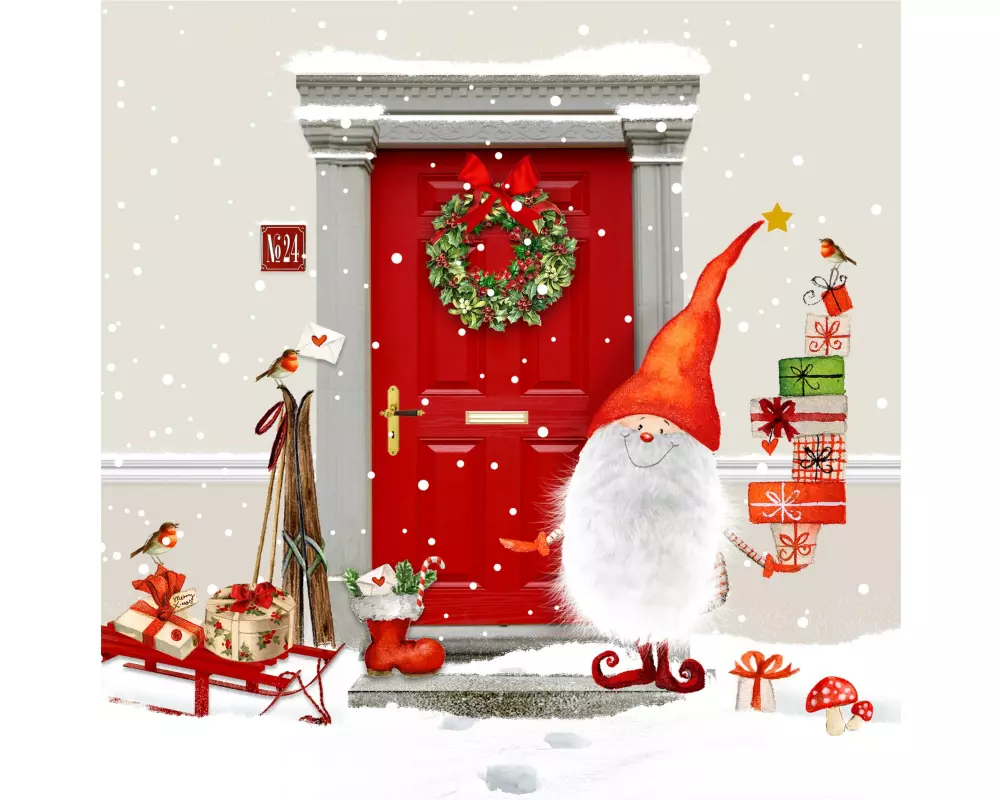 Braun + Company Weihnachtsservietten Wichtelhaus 33 cm x 33 cm, 20 Stück