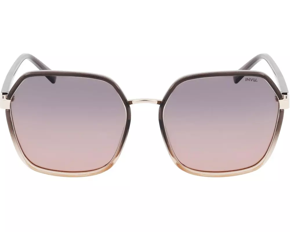 INVU. Sonnenbrille Ylania Gold / Transp. Light Brown mit Etui