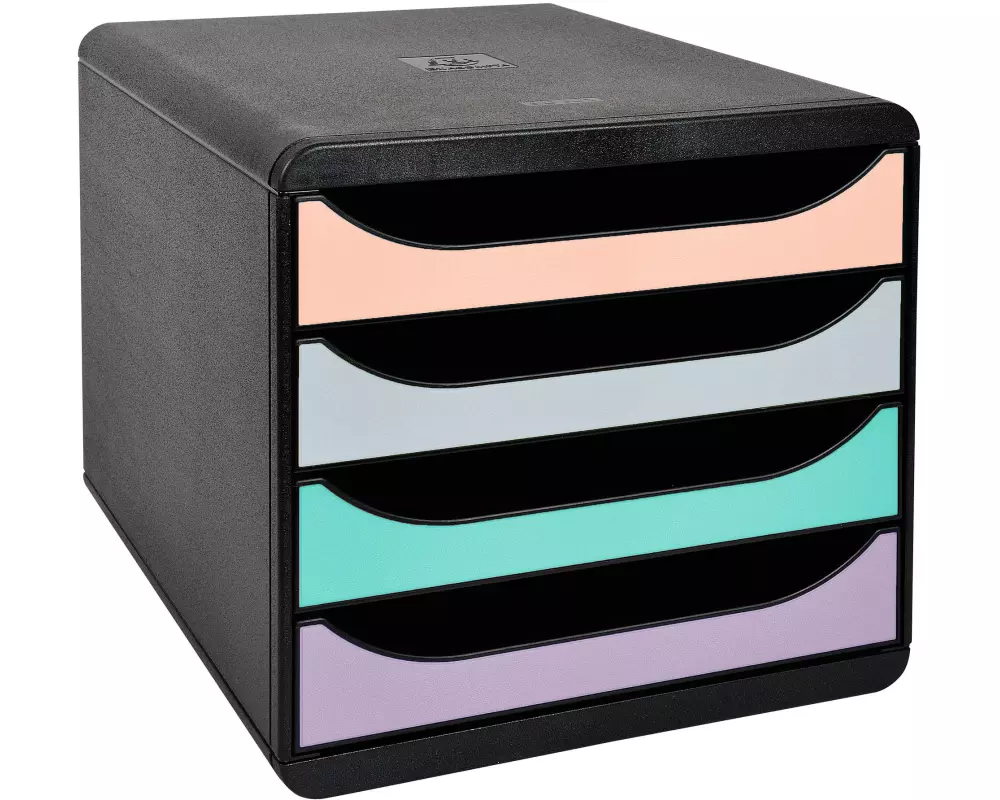 Exacompta Schubladenbox Big-Box Aquarel 4 Schubladen, Mehrfarbig