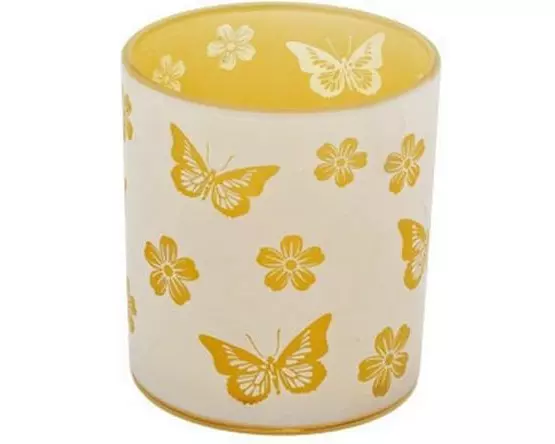 CHALET Windlicht Butterfly 10 cm, Gelb