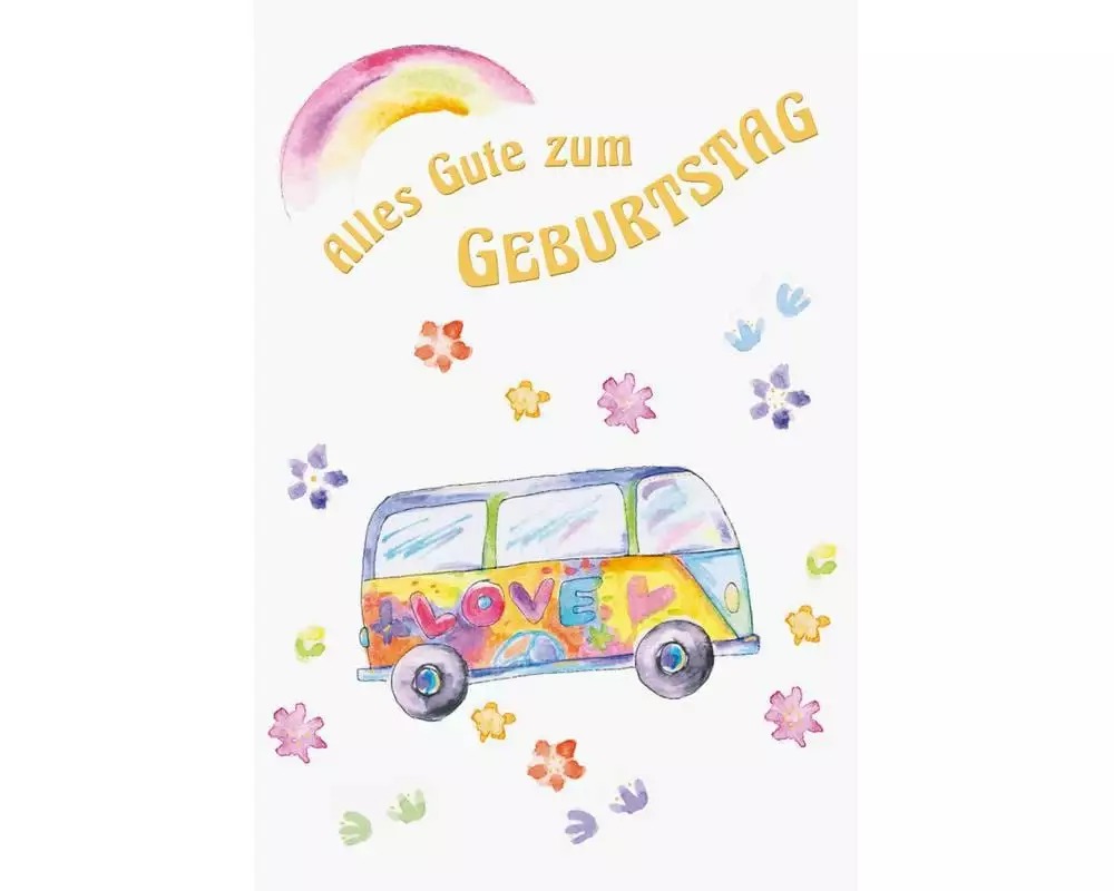 ABC Geburtstagskarte Hippiebus B6