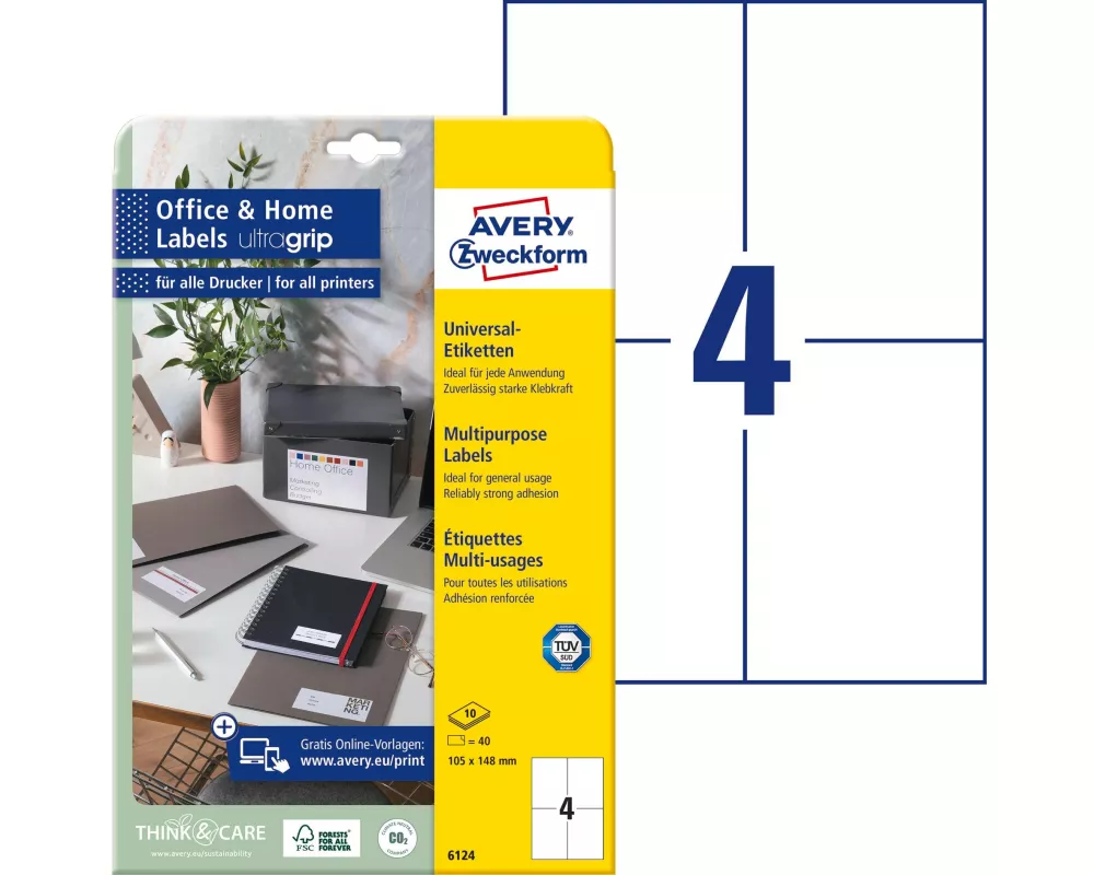 Avery Zweckform Universal-Etiketten 6124 105 x 148 mm, 10 Blatt
