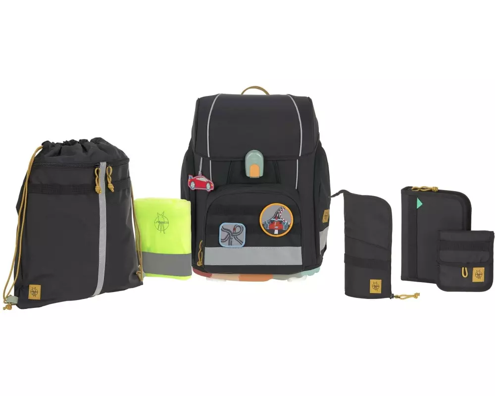 Lässig Schulthek-Set Boxy Unique Speckles Schwarz, 7-teilig