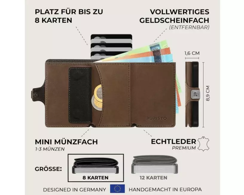 Puristo Vintage 7s Magnet Slim Leder Braun
