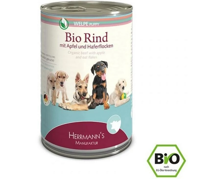 Herrmann's Nassfutter Bio Rind mit Apfel und Haferflocken 400 g