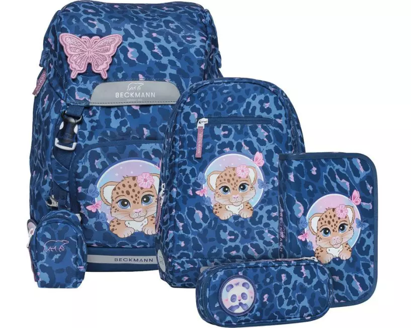 Beckmann Schulrucksack-Set Classic Cheeta, 6-teilig