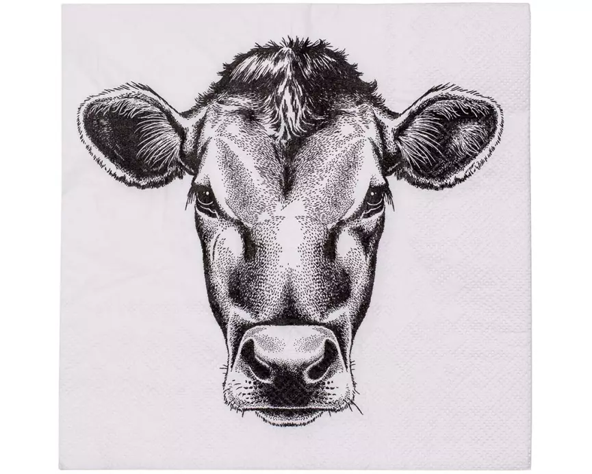 Kadastar Papierservietten Kuh 33 cm x 33 cm, 20 Stück