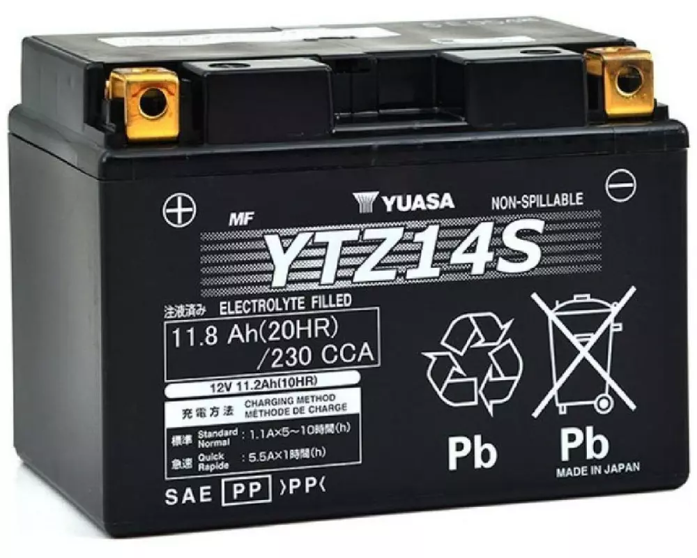 YUASA Motorradbatterie AGM 12 V/11.8Ah/230A