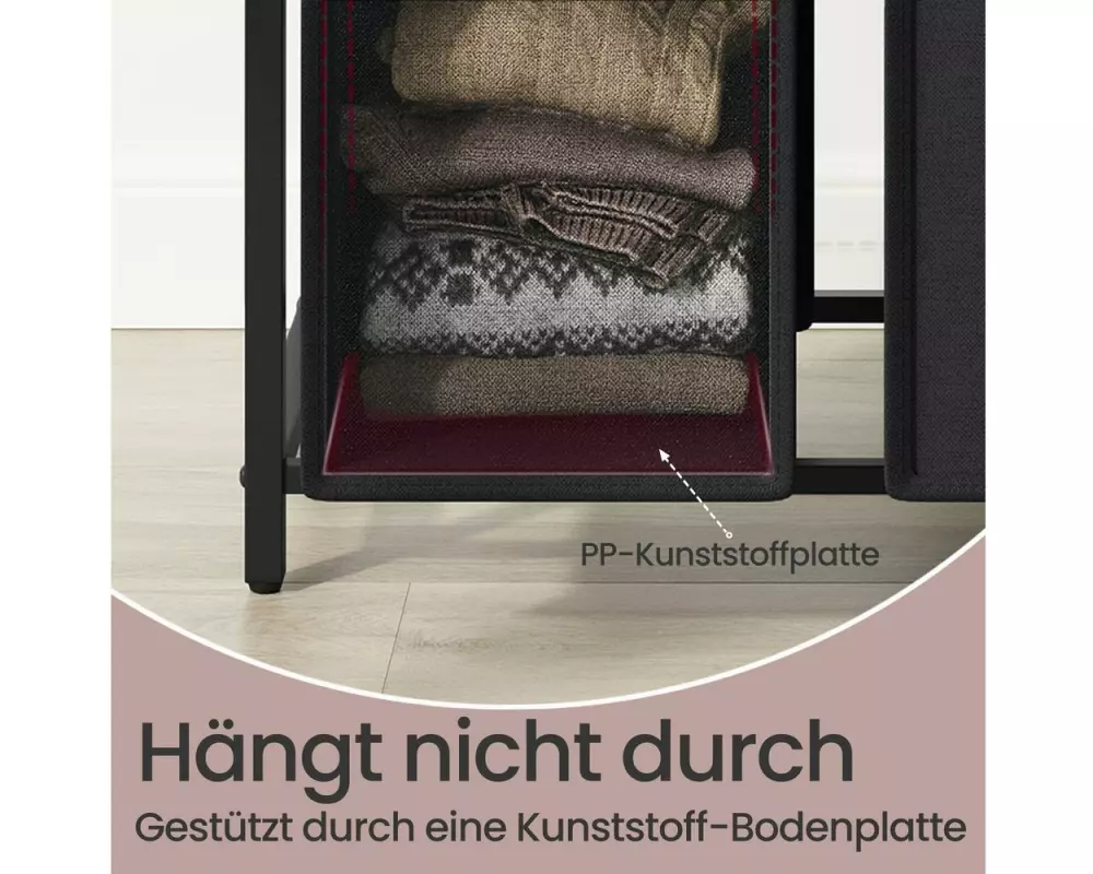 VASAGLE Wäschekorb mit Ablagen 114 l, Schwarz