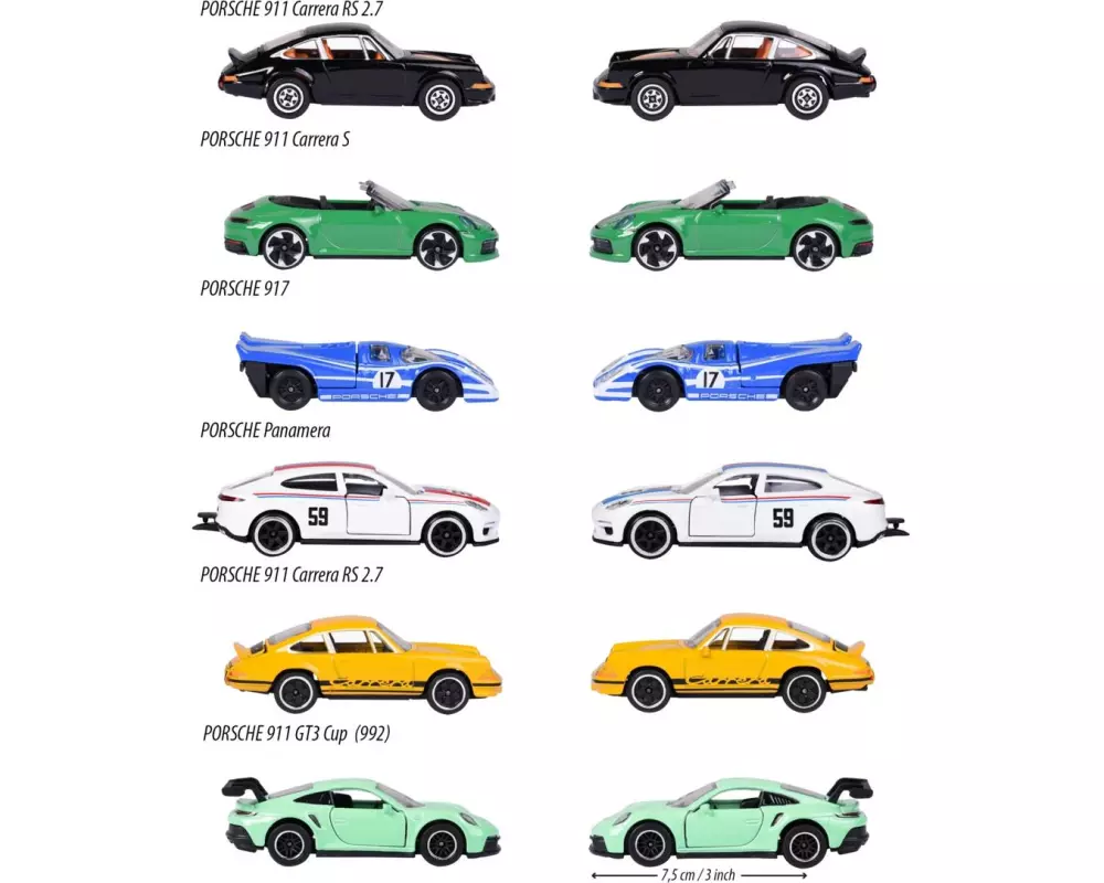 Majorette Porsche Premium Cars, 6-sort. Premium 1:64 Metall Kunststoff