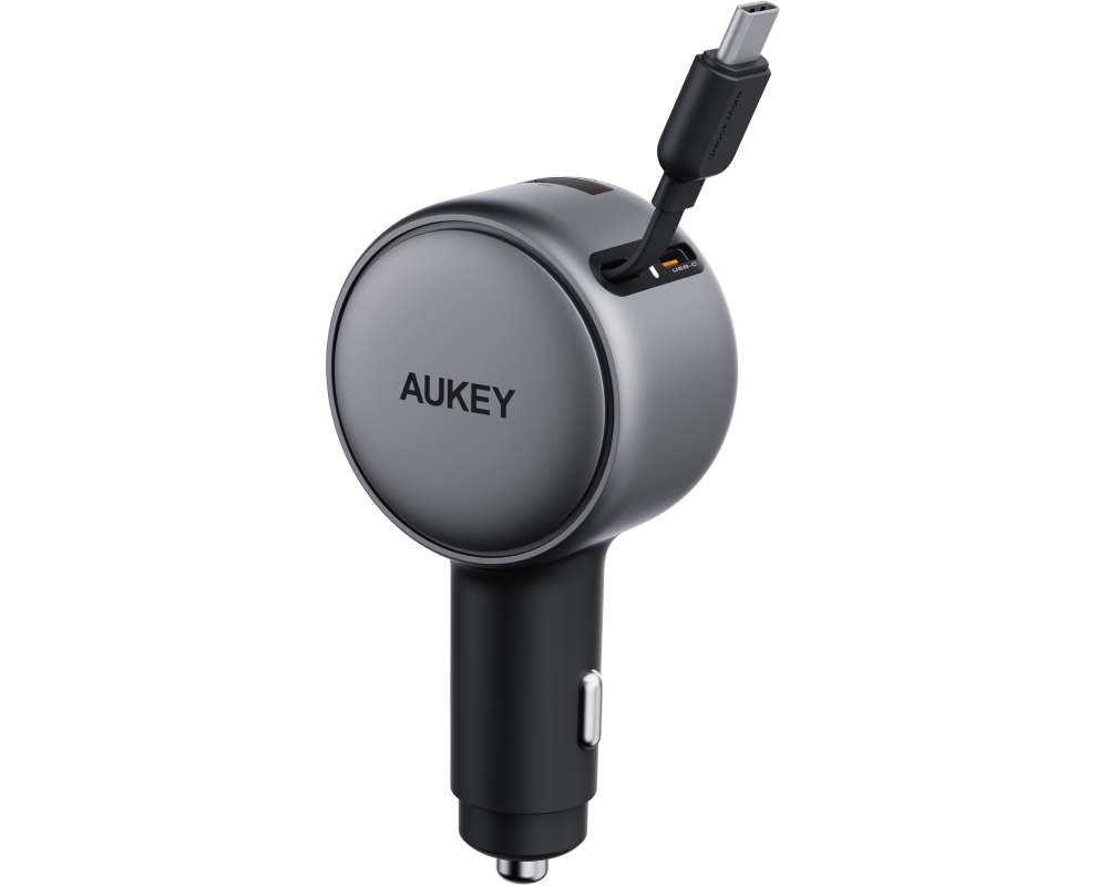 AUKEY Pathfinder Sling Car Charger CC-P5 67W,USB-A&C,Buit-in-Cable