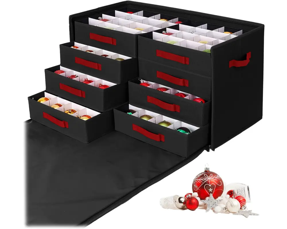 relaxdays Christbaumkugel-Aufbewahrungsbox Schwarz