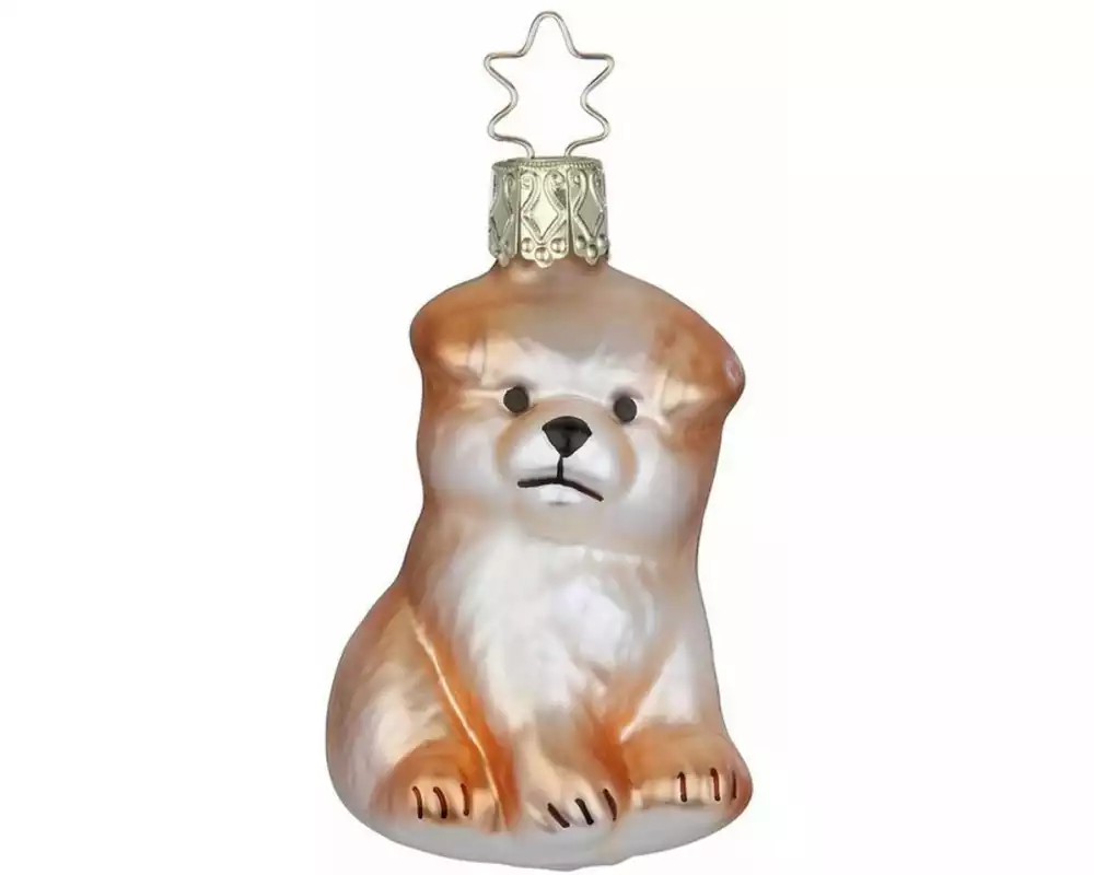 Inge Glas Manufaktur Weihnachtskugel Welpe Braun