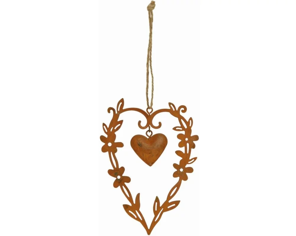 G. Wurm Hängedekoration Herz 12 x 13 cm, Rostfinish