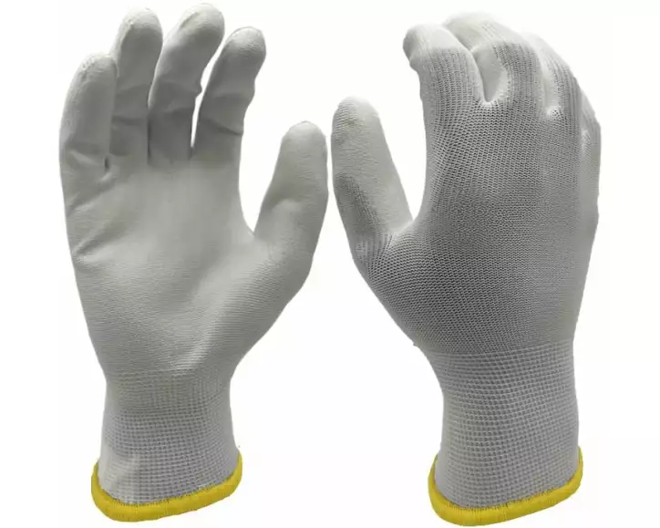 FTM Arbeitshandschuh Polyester, M, Weiss, 12 Stück