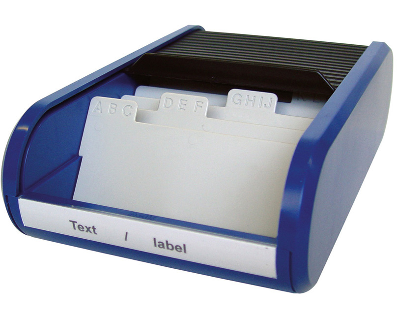 HELIT Visitenkarten-Box H6218093 schwarz/blau 67x136x240mm