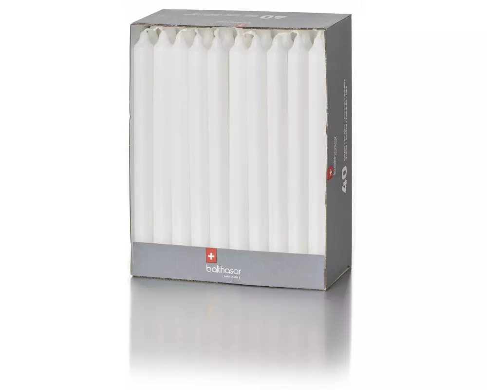 balthasar Stabkerze Weiss, 40 Stück