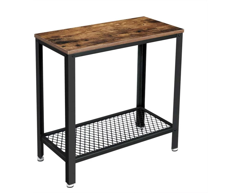 VASAGLE Couchtisch mit Ablage 60 x 60 cm, Schwarz/Braun