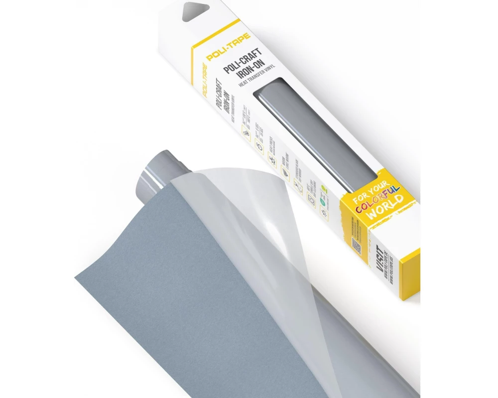 Poli-Tape Aufbügelfolie Tubitherm Flock, 30.5 x 61 cm, Grau matt
