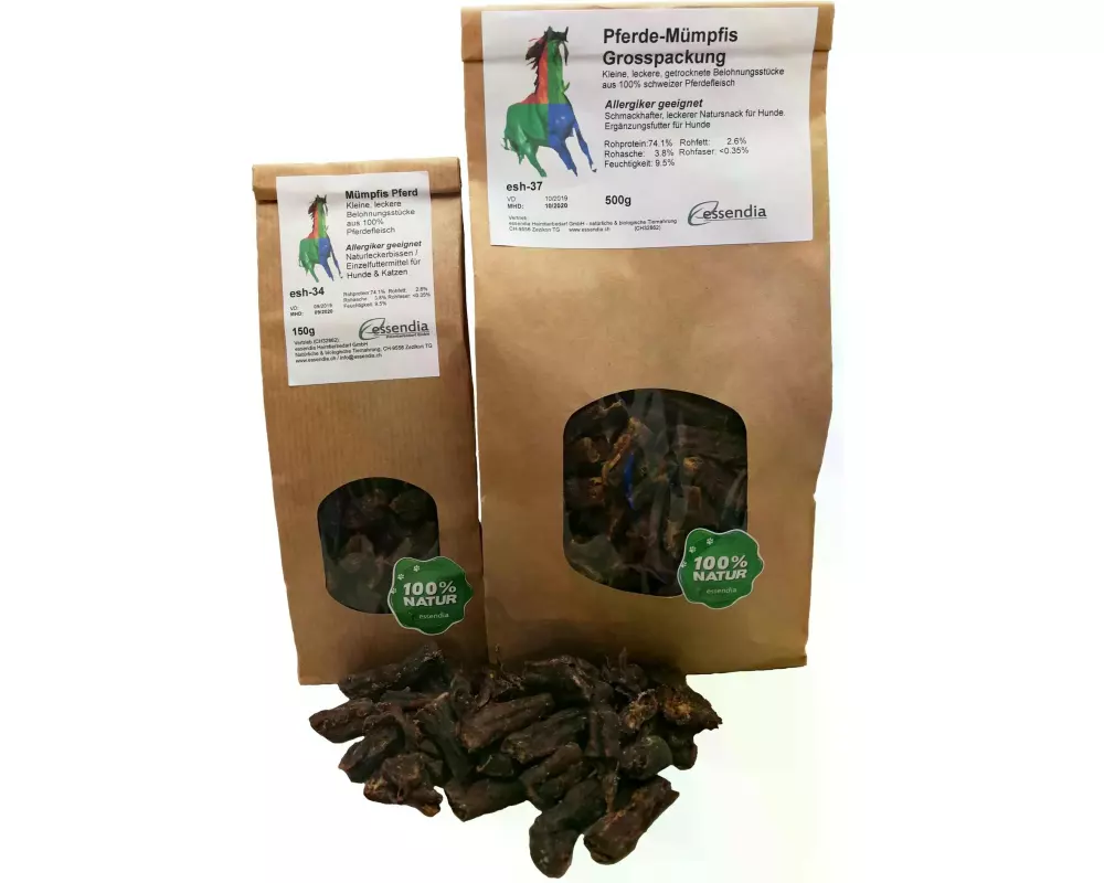essendia Kausnack Pferdemümpfis, 150 g