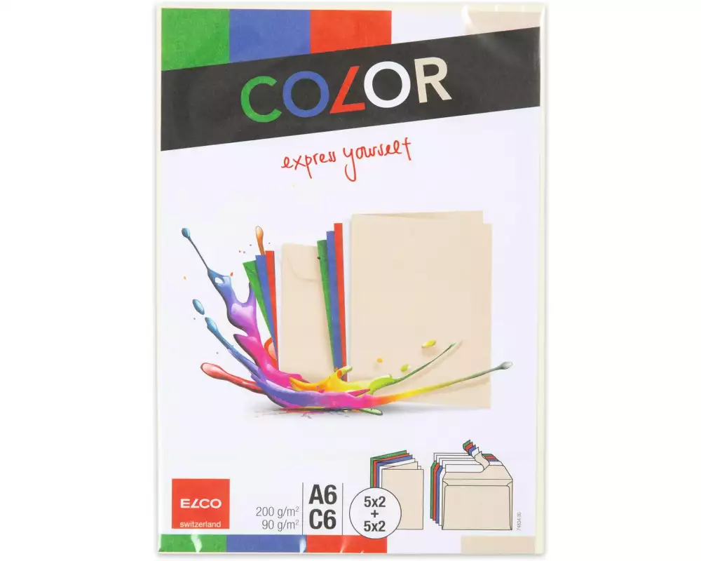 ELCO Doppelkarte mit Couvert Color A6/C6 Mehrfarbig, 20 Stück