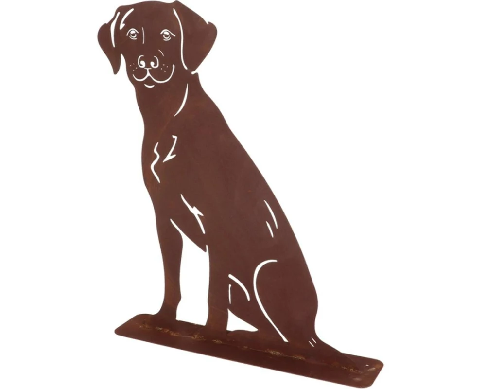 Esschert Design Dekofigur Hund sitzend Baustahl Rostoptik 40 x 10 x 56 cm