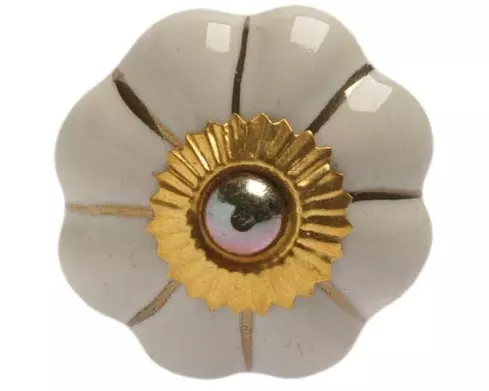 Tranquillo Möbelgriff handgemacht Ø 4 cm, Weiss/Gold