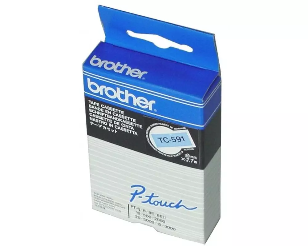 Brother Beschriftungsband TC-591 Schwarz auf Blau