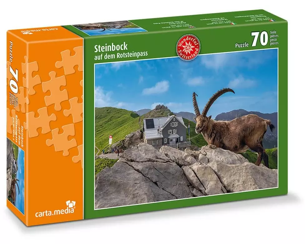 Carta.Media Puzzle Steinbock auf Rotsteinpass 70 Teile