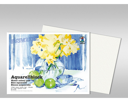 URSUS Aquarellpapier 24x32cm 9320000 200g, weiss 10 Blatt