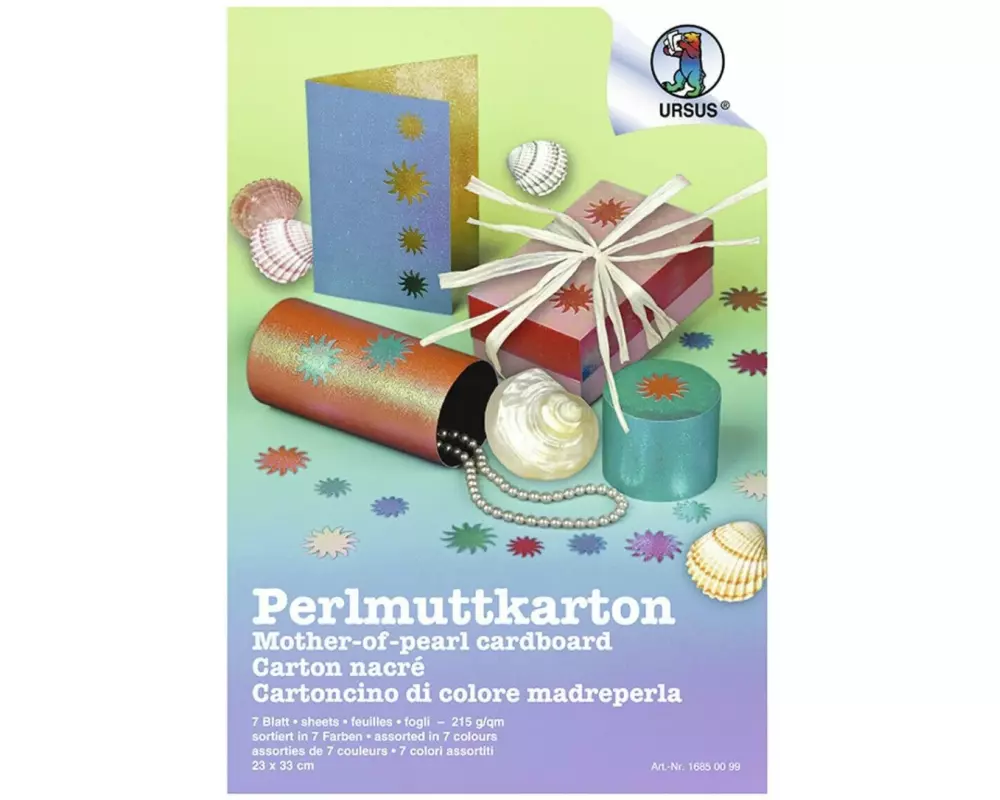 URSUS Bastelpapier 23 x 33 cm, 215 g/m2, 7 Blatt, Mehrfarbig