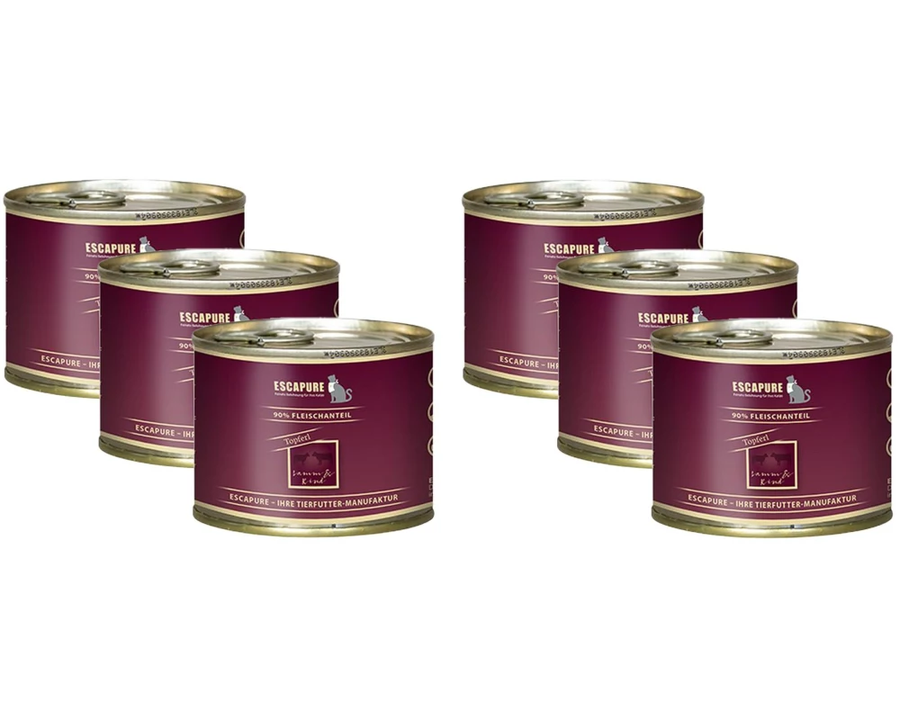 Escapure Nassfutter Topferl Lamm & Rind, 6 x 200 g