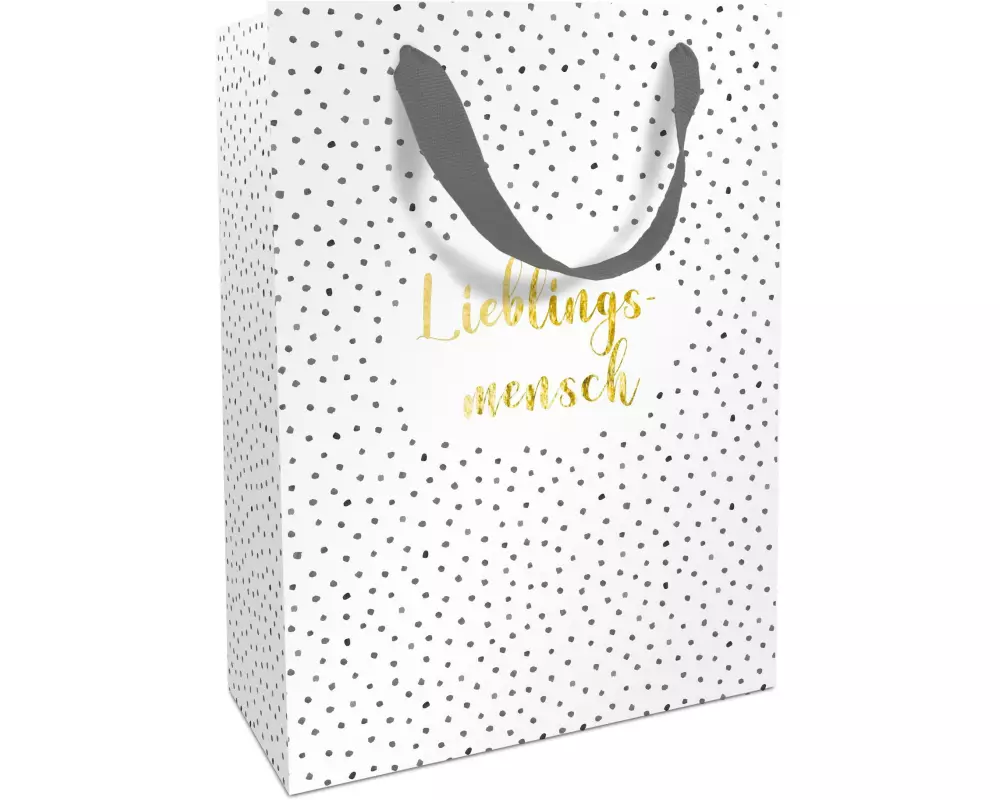 Braun + Company Geschenktasche Lieblingsmensch 26 x 36 x 13 cm, Grau/Weiss