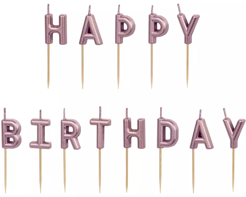 Partydeco Geburtstagskerzen Buchstaben rosegold, H 2.5 cm, 13 Stk