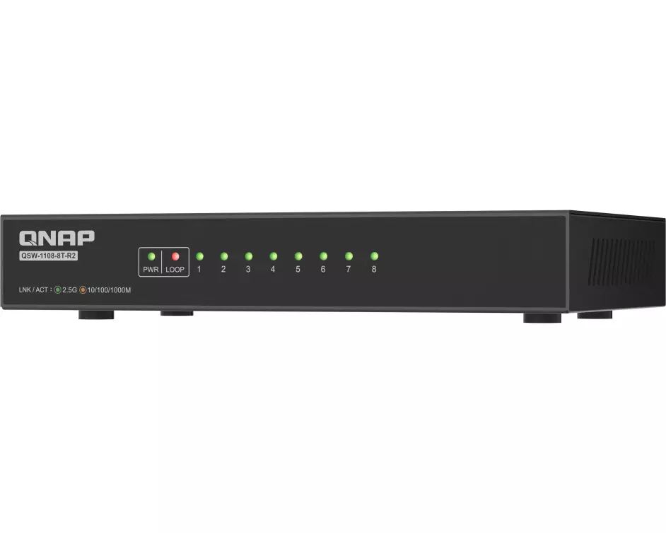 QNAP QSW-1108-8T-R2 Netzwerk Switch Unmanaged 2.5G Ethernet (100/1000/2500) Desktop Schwarz