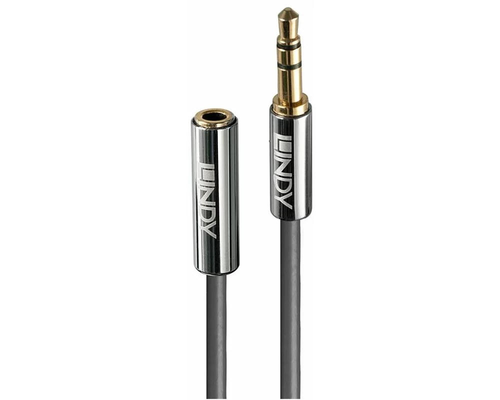 LINDY Cromo Line Audio Cable, Stereo, 3,5mm-3,5mm, M-F, 0.5m, anthrazit, extension